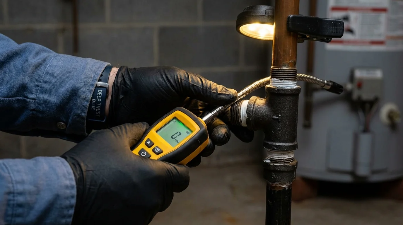 Gas leak detection with electronic sniffer by Johns Plumbing LLC in DeQuincy